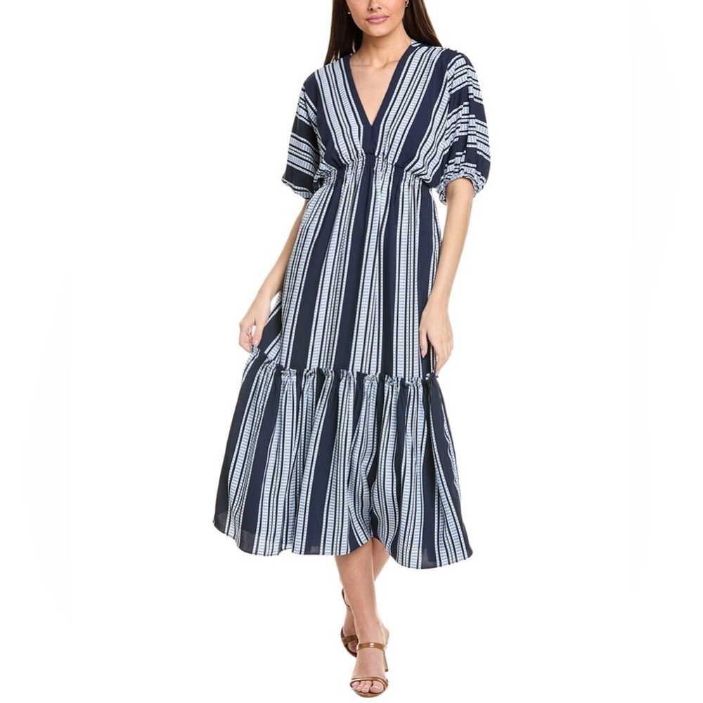 NWOT Taylor Dolman Sleeve Midi Dress Navy Striped Maxi SZ 8